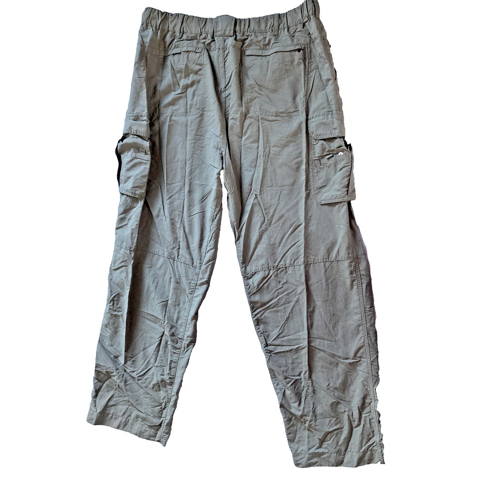 REI Pants Mens XL 32L Nylon Cargo Pockets Elastic Waist Hiking Outdoor UPF 50+